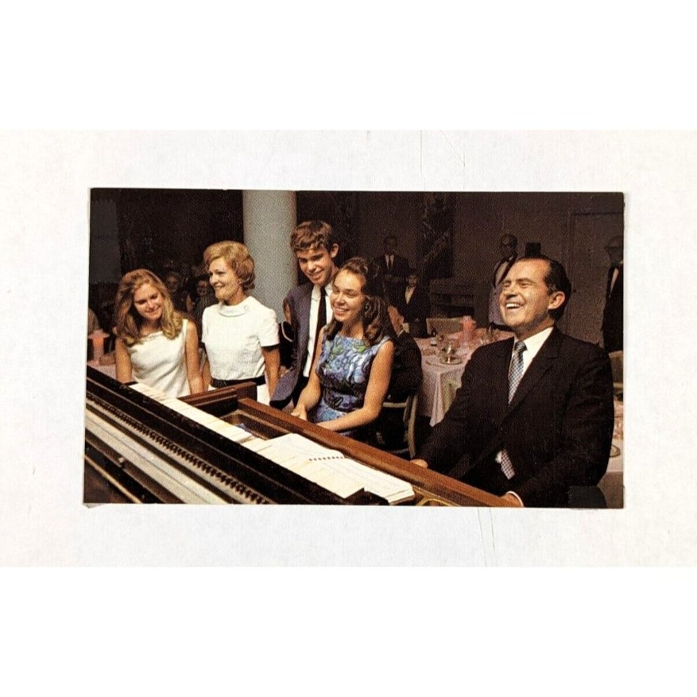 Vintage‎ Postcard Richard Nixon & Agnew 1972 Political Advertising Playing Piano